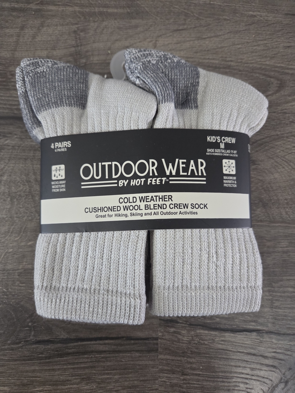 Kids' Cushioned Wool Blend Crew Socks Size M NWT